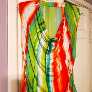 Worthington summer green and orange blouse